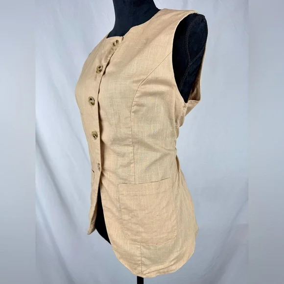 SHEIN Tan Button-Up Business Casual Vest - Picture 3 of 6